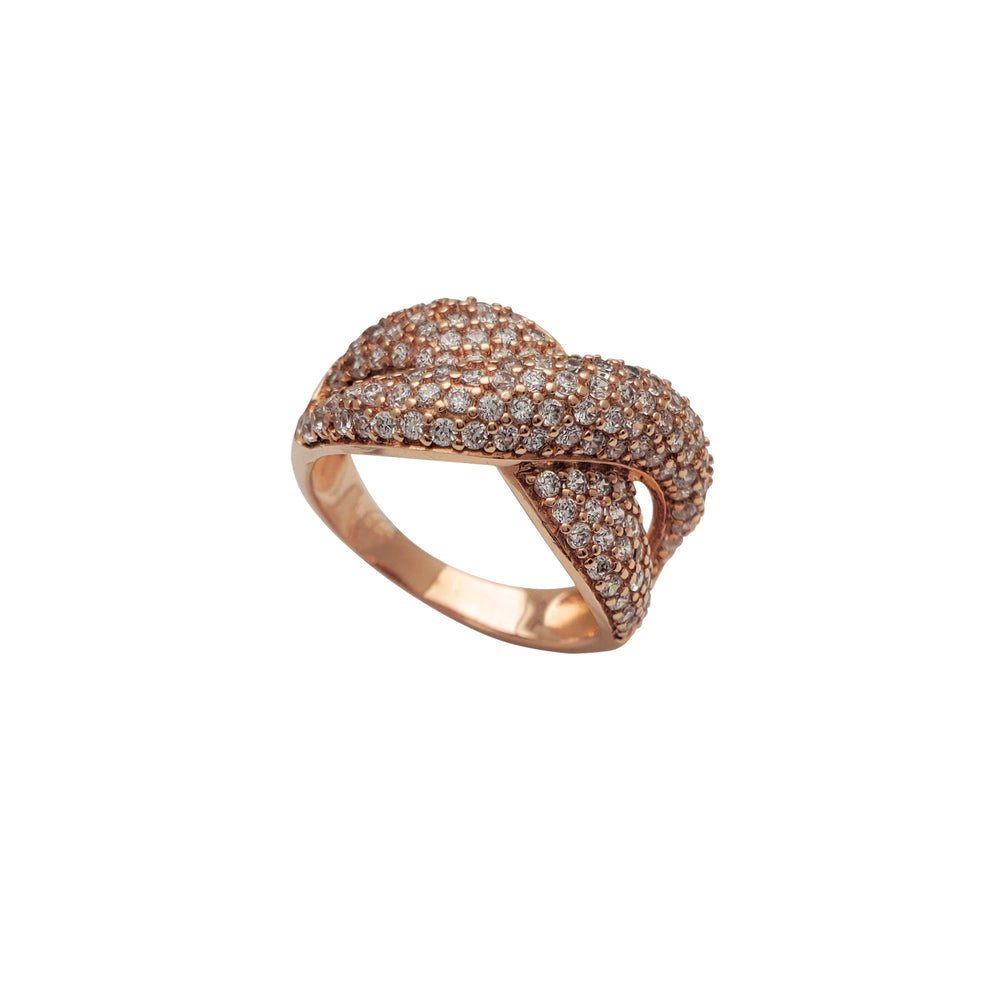 Zirconia Criss-Cross Rose Gold Lady Ring (14K)