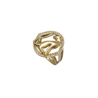 Zirconia Halo Green-Eye Panther Ring (14K)