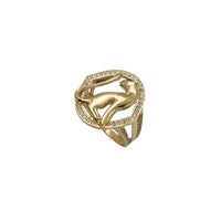 Zirconia Halo Groen-Oog Panther Ring (14K)
