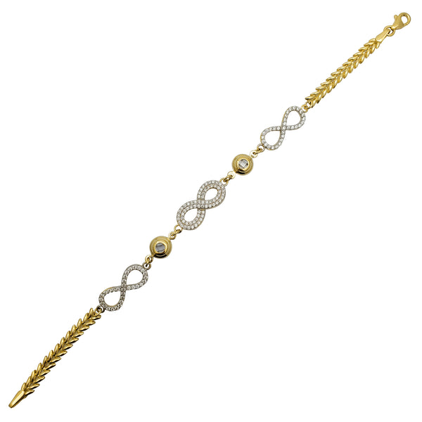 Zirconia Infinity Sign & Bead Fancy Bracelet (14K)