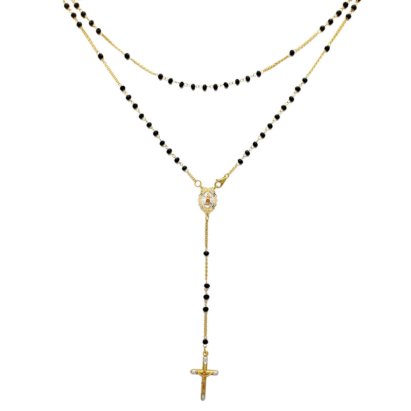 [Disco-Cut] Onyx Rosary Necklace (14K)