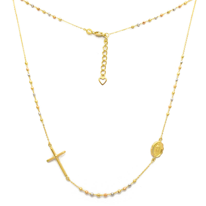 Dainty Gold Rosary Necklace With Holy Cross– Angels Among Us