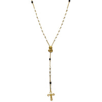 White & Black Beads Rosary Necklace (14K)