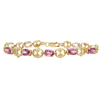 Pink Oval Zirconia Filigree Bracelet (14K).