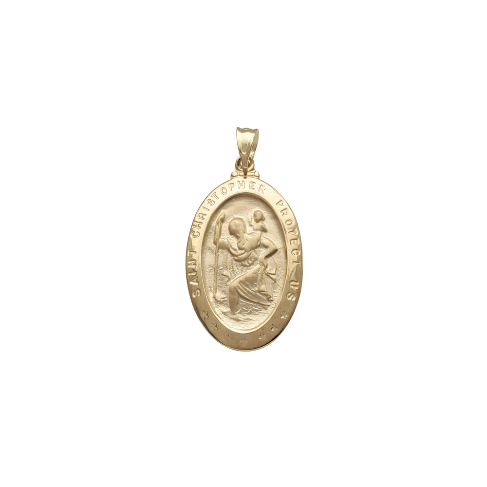 Oval Saint Christopher Protect Us Medallion Pendant (14K)
