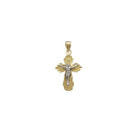 Two-Tone Diamond Cuts Crucifix Pendant (14K)