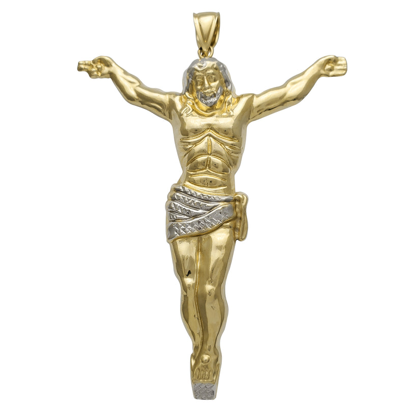 Lightweight Textured Jesus Crucified Pendant (14K)