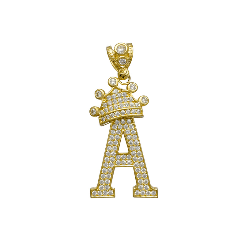 Icy Crowned Initial Letter Pendant (14K)