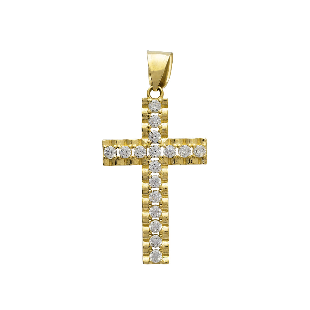 Zirconia Presidential Cross Pendant (14K)