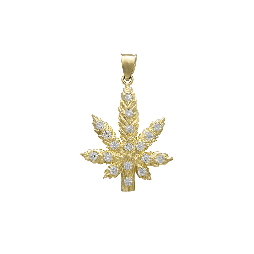 Cannabis Leaf CZ Pendant (14K)