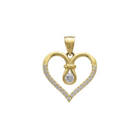 Zirconia Outlined Heart Roped Pendant (14K)