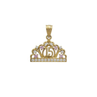I-Pink Zirconia Quinceañera Tiara / Crown Pendant (14K)