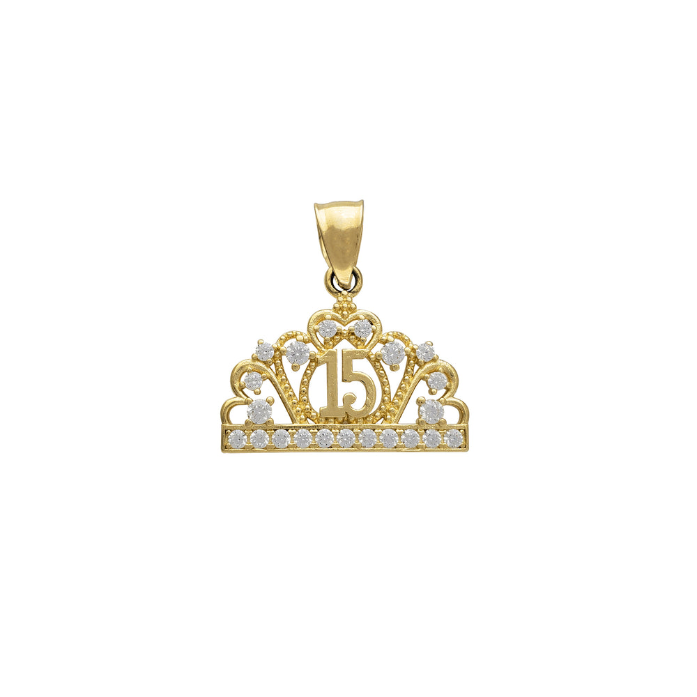 Zirconia Quinceañera Tiara/Crown Pendant (14K)