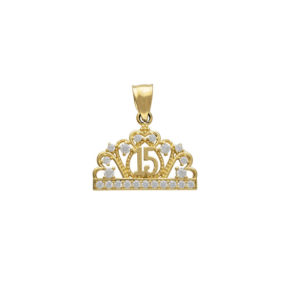 Zirconia Quinceañera Tiara/Crown Pendant (14K)