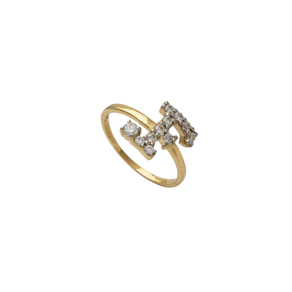 Zirconia Initial Letter "F" Solitaire Ring (14K)