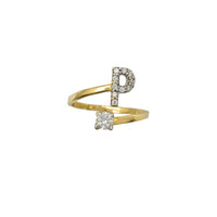 Zirconia Initial Letter "P" Coiled Ring (14K)