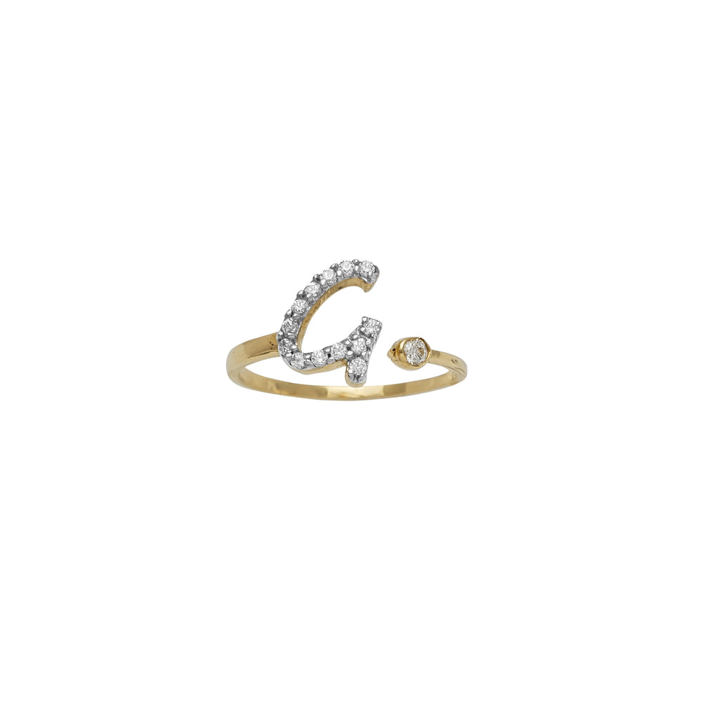 Zirconia Initial Letter "G" Bezel Ring (14K)