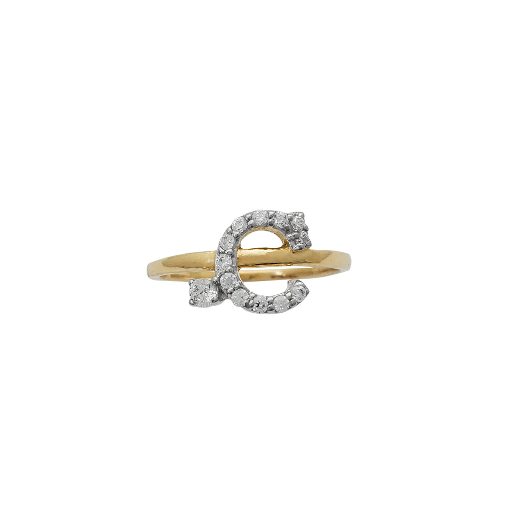 Zirconia Initial Letter "C" Solitaire Ring (14K)