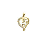 Zirconia Script "Love" Heart Pendant (14K)