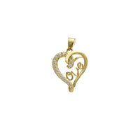 Подвеска в форме сердца из циркония с надписью "Love" (14K)