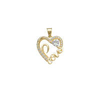 Zirconia Script "Love" Heart Pendant (14K)