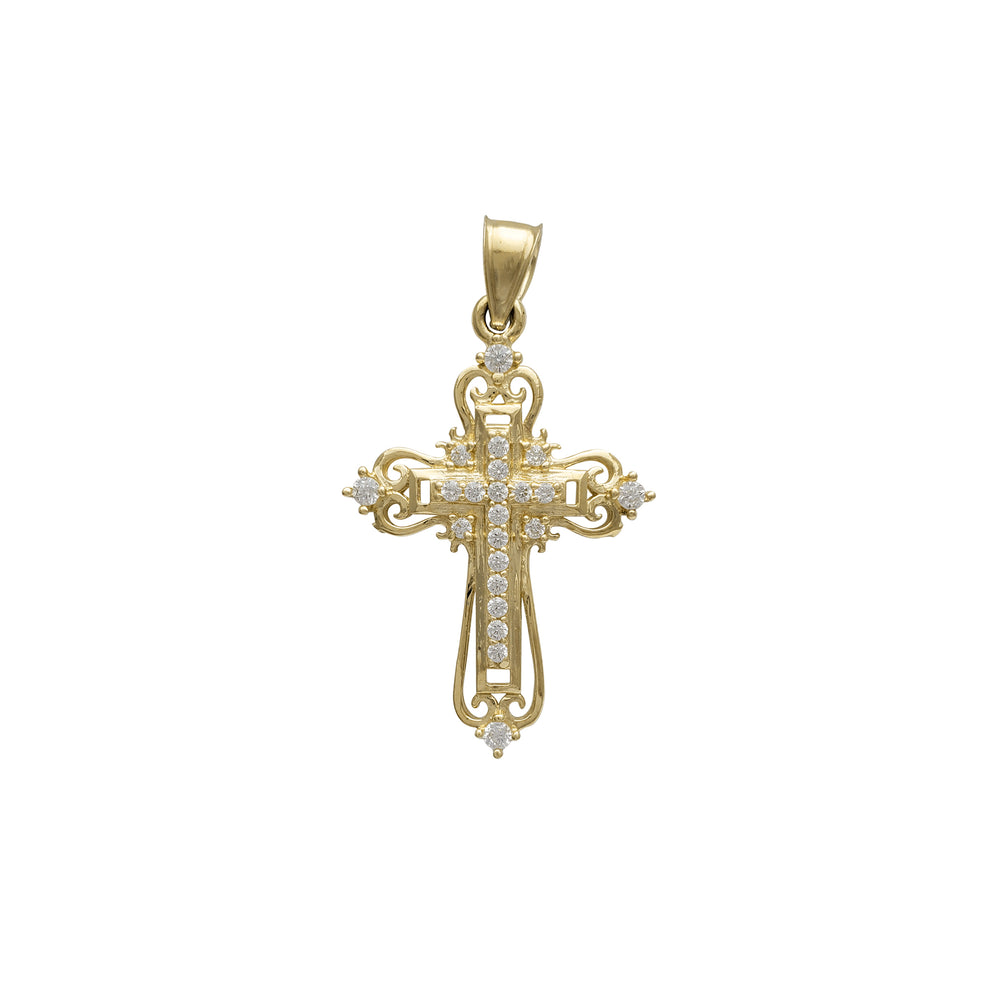 Zirconia Filigree Cross Pendant (14K)