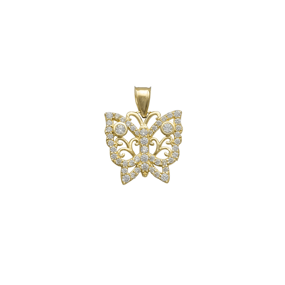 Zirconia Outline Butterfly Pendant (14K)