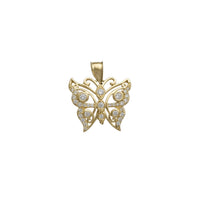 Zirconia Bezel Outline Butterfly Pendant (14K)