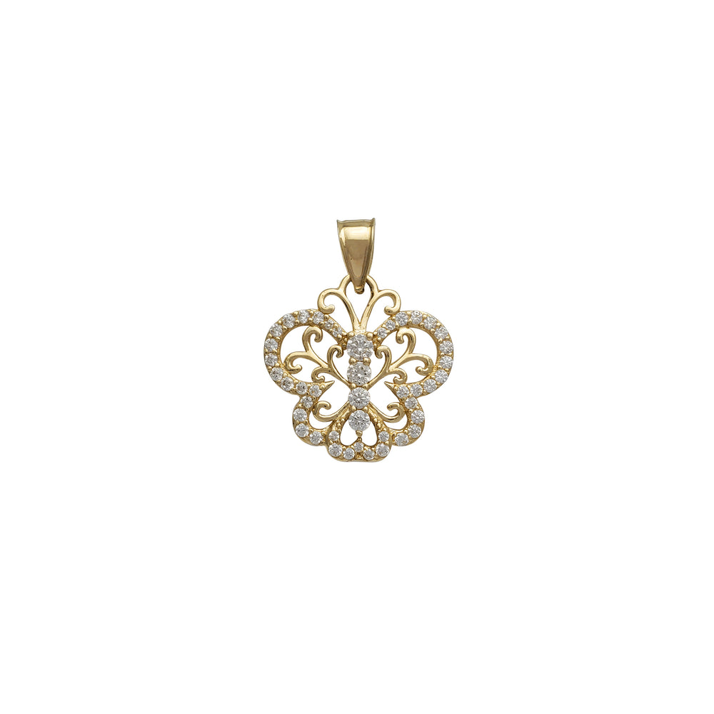 Zirconia Outline Butterfly Pendant (14K)