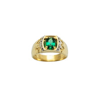 綠色橢圓形氧化鋯塊戒指 (14K)