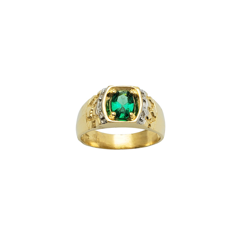 Green-Oval Zirconia Nugget Ring (14K)