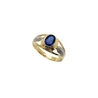 Bezel Blue Zirconia Virgin Mary Ring (14K)