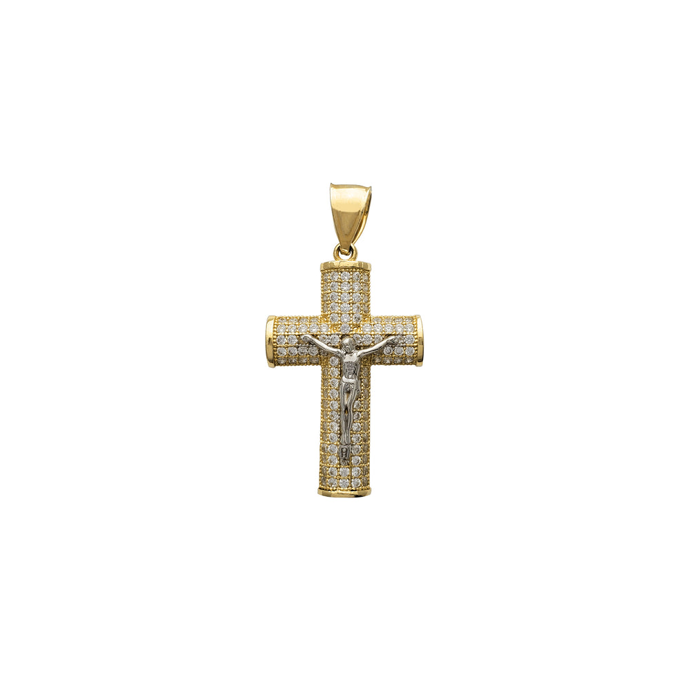 Iced-Out Puffy Crucifix Pendant (14K)