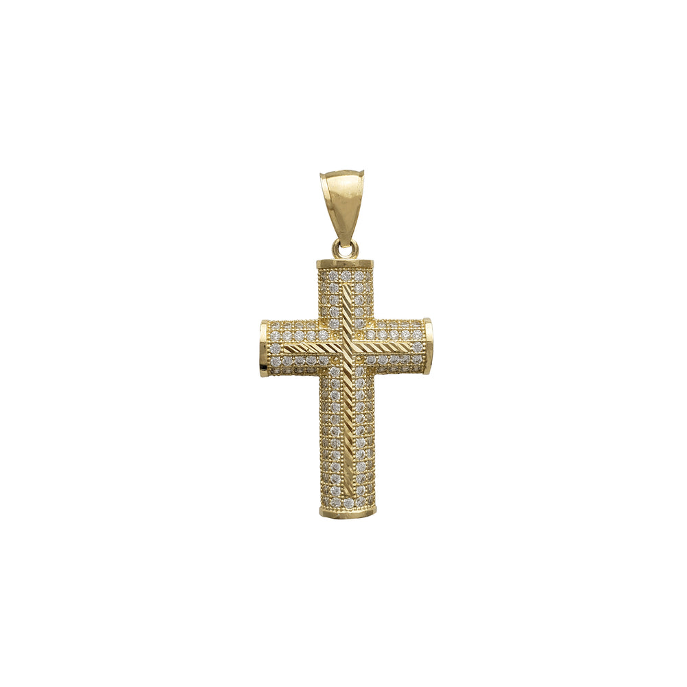 Iced-Out Diamond-Cuts Puffy Cross Pendant (14K) Popular Jewelry New York