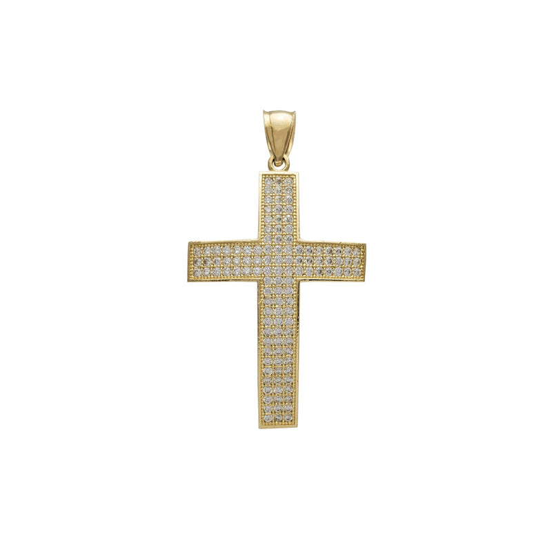 Iced-Out Convex Cross Pendant (14K) Popular Jewelry New York