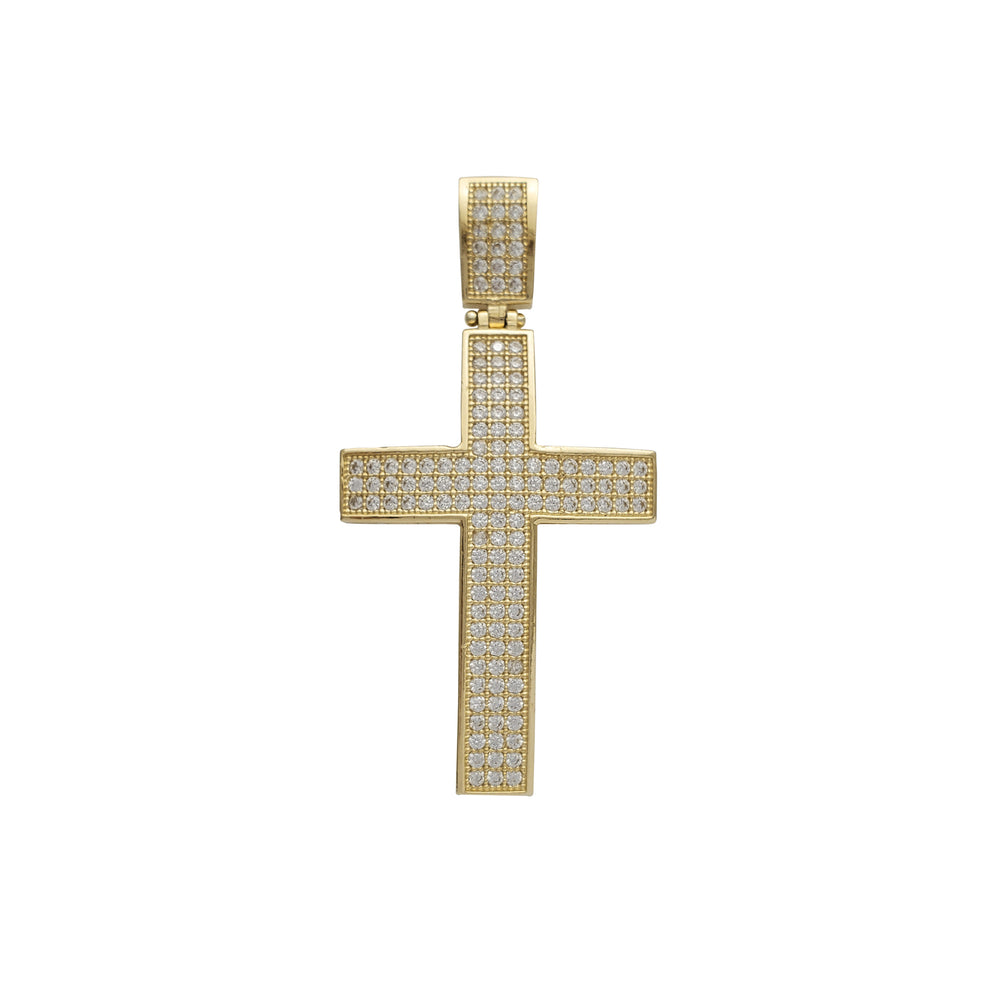 Zirconia Convex Cross Pendant (14K)