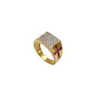 Iced-Out Concave Square Cross Men's Ring (14K)