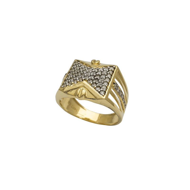 Iced-Out Concave Square Men's Ring (14K) Popular Jewelry New York