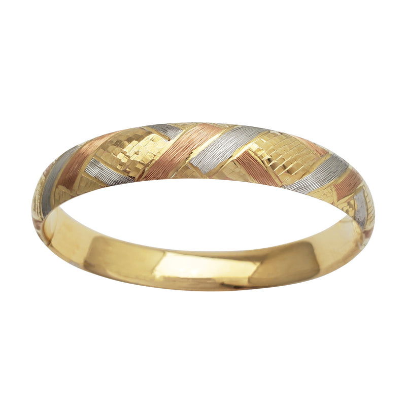 Tricolor Diamond-Cuts Bangle Bracelet (14K) Popular Jewelry New York