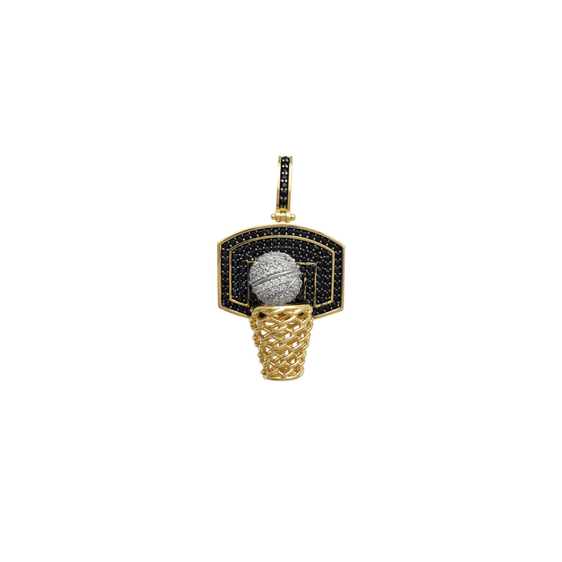 Zirconia 3D Basketball Board, Hoop & Ball Pendant (14K) Popular Jewelry New York