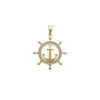 White Zirconia Steering Wheel & Anchor Pendant (14K) Popular Jewelry New York