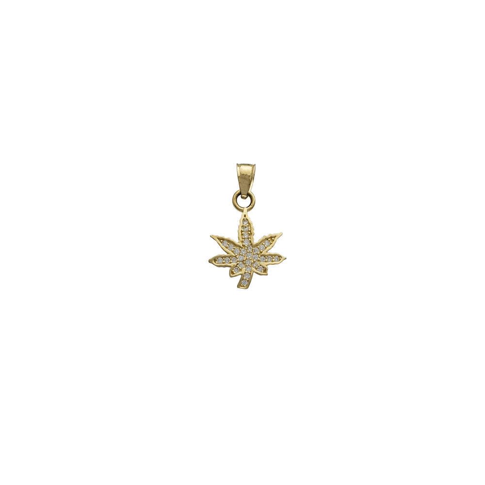 Zirconia Cannabis Pendant (14K)