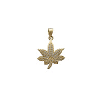 Zirconia Bangi Leaf Pendant (14K) Popular Jewelry New York