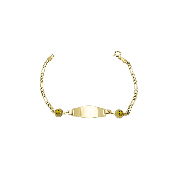 Yellow Happy Face Figaro Baby ID Bracelet (14K)