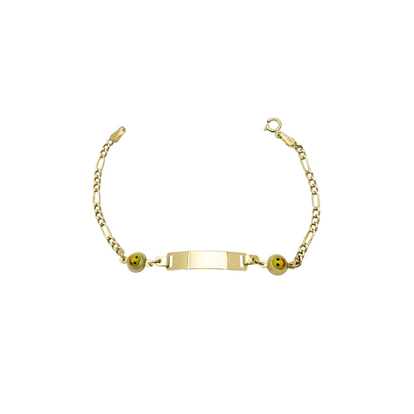 Yellow Happy Face Figaro Baby ID Bracelet (14K) Popular Jewelry New York