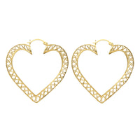 Holle gaas getextureerde hart-hoepeloorbellen (14K) Popular Jewelry New York