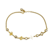 Zirconia Charms Rolo Link Anklet (14K)