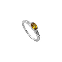 Yellow Zirconia Oval Shape Engagement Ring (Silver)