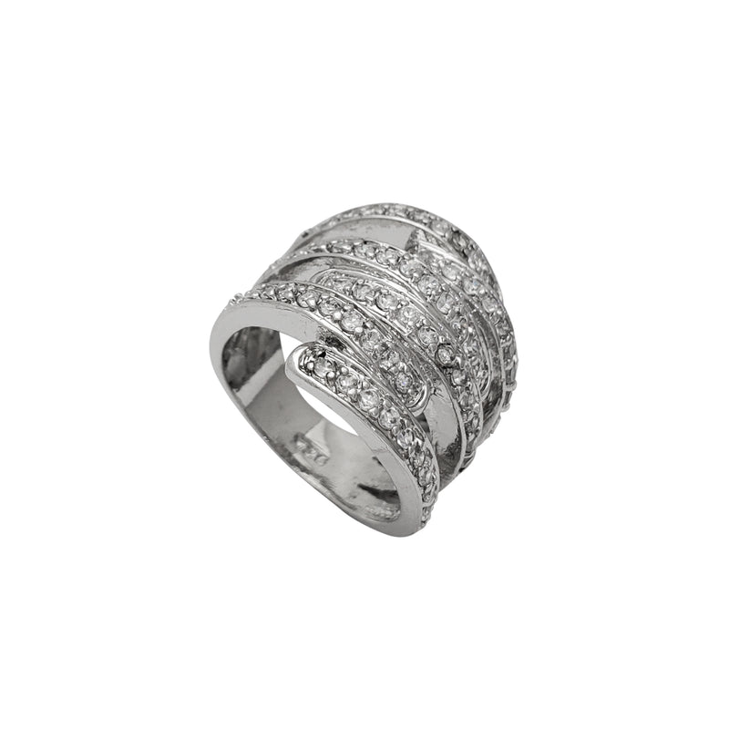 Zirconia Cocktail Band Ring (Silver) Popular Jewelry New York