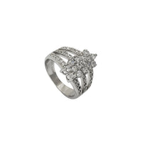 Zirconia Cluster Flower 3-Row Ring (Silver)